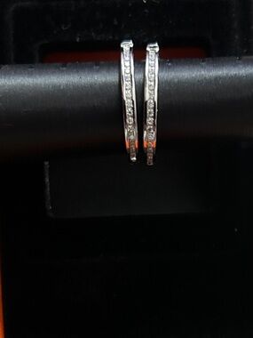 925 Sterling Silver 2ct Moissinate Inside Out Hoop Earrings NWT $550 Retail